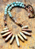 Boho Necklace, Blue Amazonite, Jasper, Labradorite and Seeds